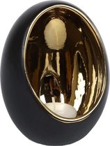 Standing Egg | Marrakesh | theelichthouder | zwart goud | keramiek | D 9,5 cm H 12,5 cm