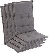 blumfeldt Coburg Tuinkussen - Set van 4 stoelkussen zitkussen - hoge rug tuinstoel - 53 x 117 x 9cm -  UV-bestendig polyester - Taupe
