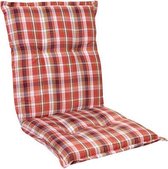 blumfeldt Prato Tuinkussen - stoelkussen - zitkussen - lage rug tuinstoel - 50 x 100 x 8cm - UV bestendig polyester - Rood / Wit