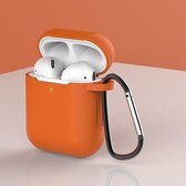 Apple AirPods 1/2 Hoesje + Clip in het oranje - Siliconen - Case - Cover - Soft case