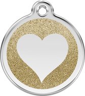 Heart Gold glitter hondenpenning medium/gemiddeld dia. 3 cm RedDingo
