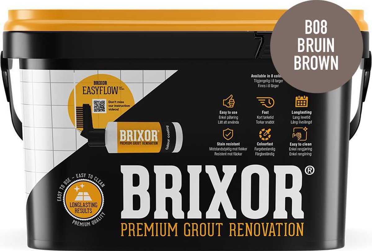Brixor Voegrenovatie Premium Voegenverf - Geen Voegenstift Maar Brixor - Bruin - Alles-in-1 Set - 8 kleuren verkrijgbaar