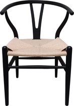 Wishbone stoel naturel + zwart - H. Wegner Y-stoel- Y - chair - Essenhout -Design stoel