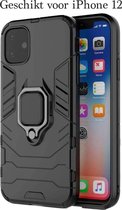 iPhone 12 hoesje Armor Case Zwart Kickstand Ring shock proof magneet