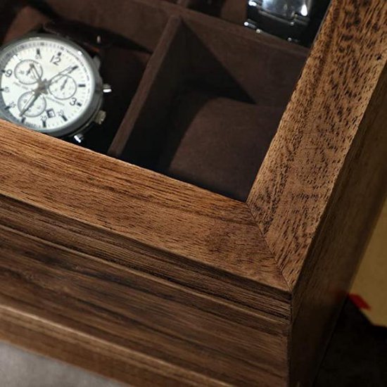 MIRA Home Horlogekist Sieradenkist Accessoire Hout Fluweel Glas Bruin . bol