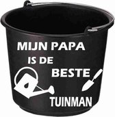 Zwarte emmer 12 ltr.- met tekst - Mijn papa is de beste Tuinman - vaderdag - verjaardag-cadeau