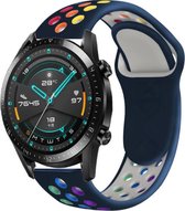 Siliconen Smartwatch bandje - Geschikt voor  Huawei Watch GT sport band - kleurrijk donkerblauw - 42mm - Horlogeband / Polsband / Armband
