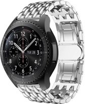 Stalen Smartwatch bandje - Geschikt voor  Samsung Galaxy Watch stalen draak band 46mm - zilver - Horlogeband / Polsband / Armband