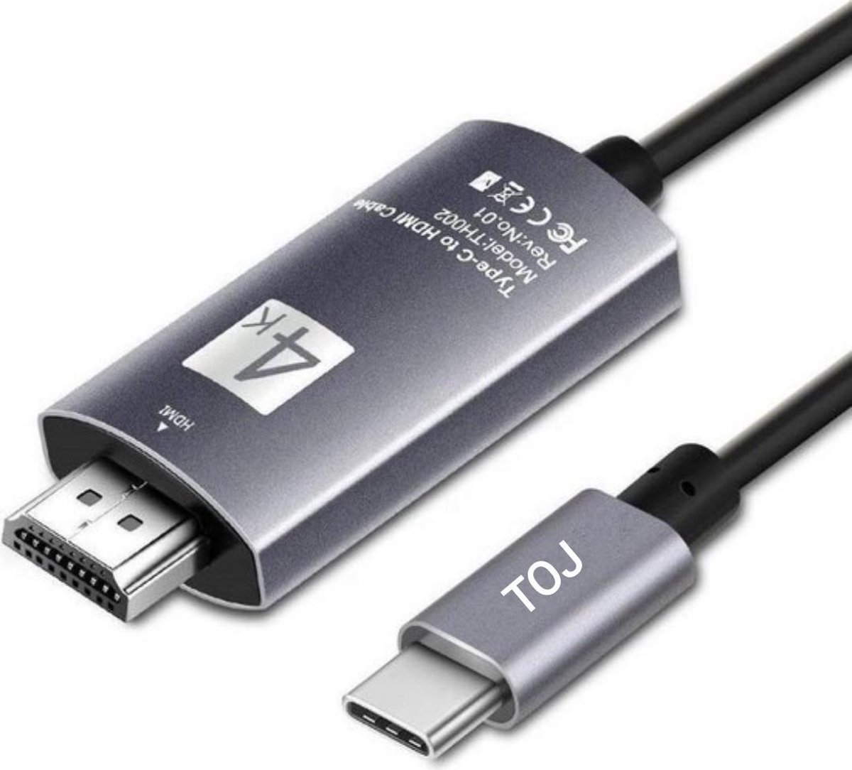TOJ USB C Naar HDMI Kabel / Adapter - 4K@60Hz - HDMI Switch - 1.8 meter - Grijs