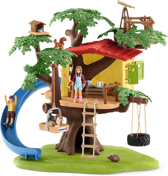 Schleich Farm World - Avontuurlijke boomhut - Speelfigurenset - Kinderspeelgoed voor Jongens en Meisjes - 3 tot 8 jaar - 28 Onderdelen