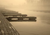 Tuinposter - Zee / Water - Pier in beige / bruin  -  60 x 90 cm.