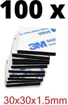 Dubbelzijdige Stickers 3M - 100 STUKS - Plakkers - Extra Sterk - Ophangen Poster en Foto - Knutselen - 30 x 30 x 1.5 mm - Plakkertjes - Klevers - Montage - DIY