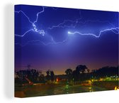 Lightning over New York toile 120x80 cm - Tirage photo sur toile (Décoration murale salon / chambre)