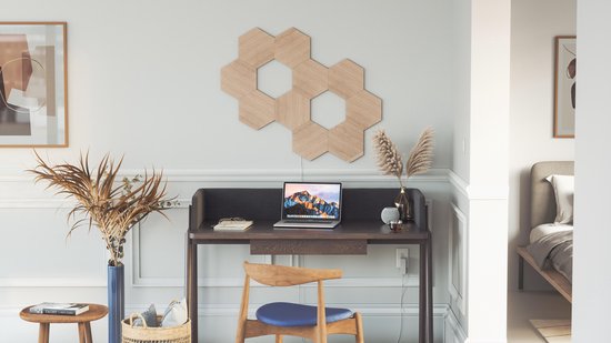 Nanoleaf Elements Pack d'extension, 3 Panneaux LED Connectés Effet Bois Aditionnels - Appliques Murales Luminaires Intérieur Hexagonales Modulaires et Variables Wi-Fi, Compatible Siri, Google, Alexa, pour Salon Chambre Bureau