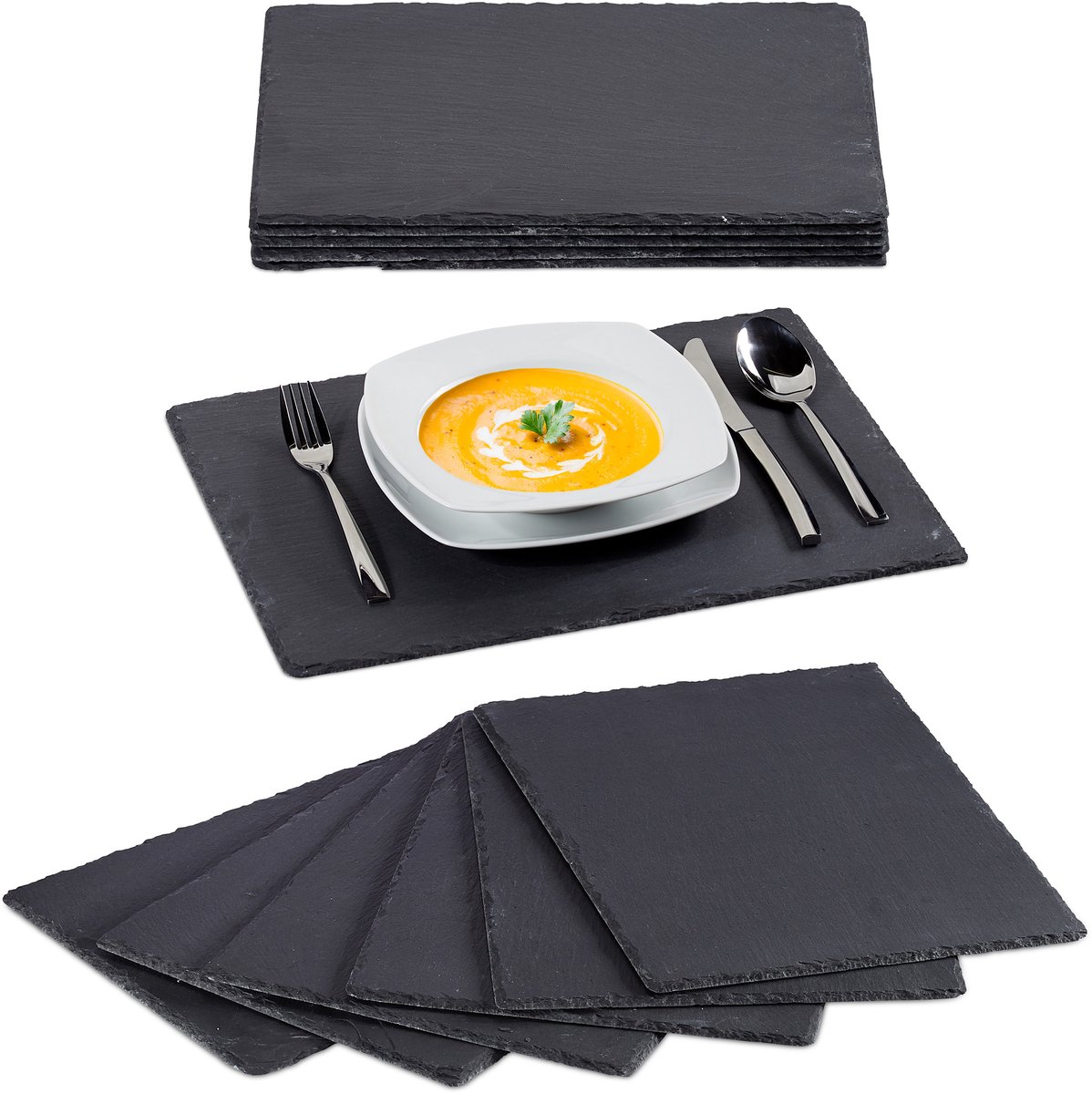 12x leisteen serveerplank - 30 x 40 cm - placemats - Sushi serveerplaat