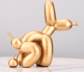 BaykaDecor - Uniek Beeldje Ballonhond Die Poept - Badkamer Decoratie - Pop Art - Jeff Koons parodie - Balloon Dog - Goud - 22 cm