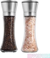 Peper- en Zoutmolen Set - Peper- en Zoutstellen - Peper en Zout Stel - Peper en Zout Set - Peper - Zout - Kruidenmolen - 19 cm - RVS