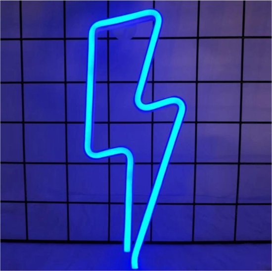 Jawes- Neon lamp bliksem- Blauw- Nachtlamp- Neon wandlamp- Neon verlichting- Sfeer verlichting- Neon lamp muur