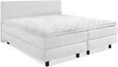 Beddenleeuw Boxspring Bed Mila - 200x210 - Incl. Hoofdbord + Matras - Lederlook Wit (Skai)