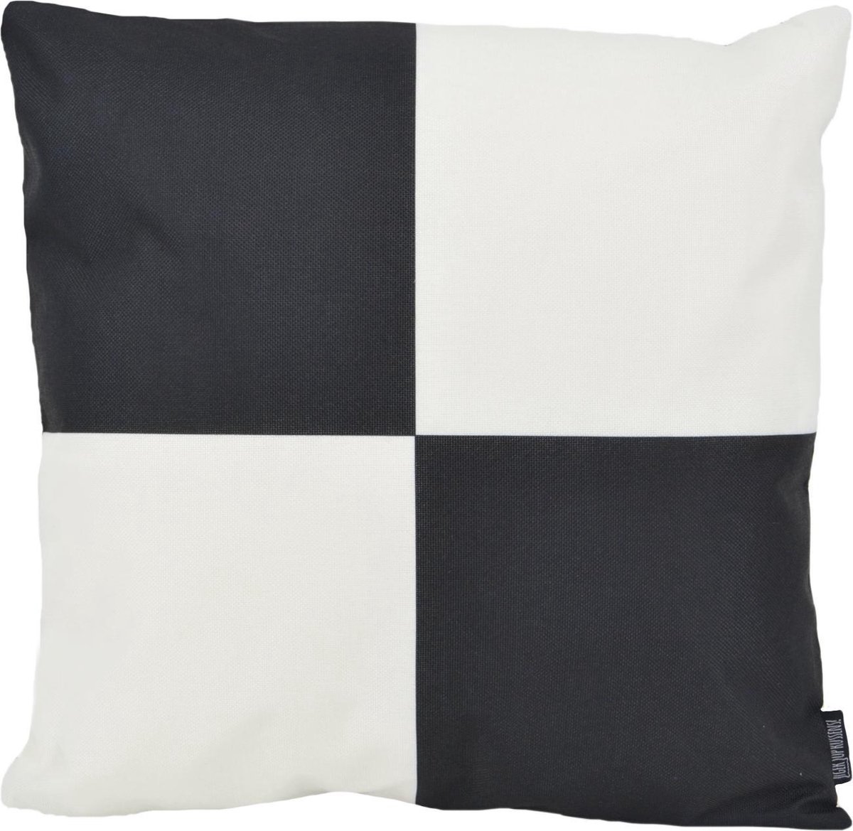 Gek op Kussens! Dano Black/White #2 Kussenhoes | Outdoor / Buiten | Katoen / Polyester | 45 x 45 cm 2 Zwart/Wit