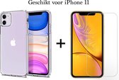 iPhone 11 hoesje case siliconen transparant - 1x iPhone 11 screenprotector screen protector