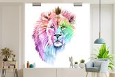 Behang - Fotobehang Leeuwen - Illustratie - Kleuren - Breedte 240 cm x hoogte 240 cm