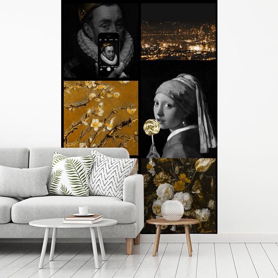 Papier peint - Collage de Papier peint photo - Art - Or - Zwart - Largeur 160 cm x Hauteur 240 cm