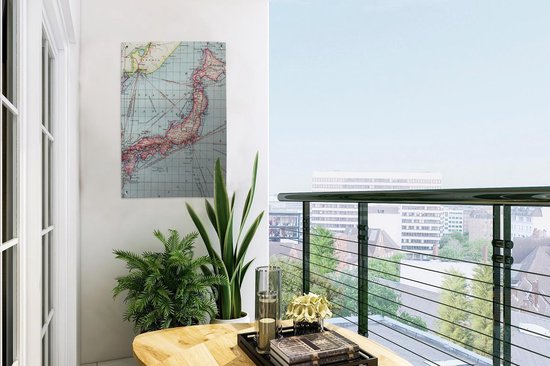 Décoration de jardin Wereldkaart - Vintage - Japon - 40x60 cm - Affiche de jardin - Toile de jardin - Affiche extérieure