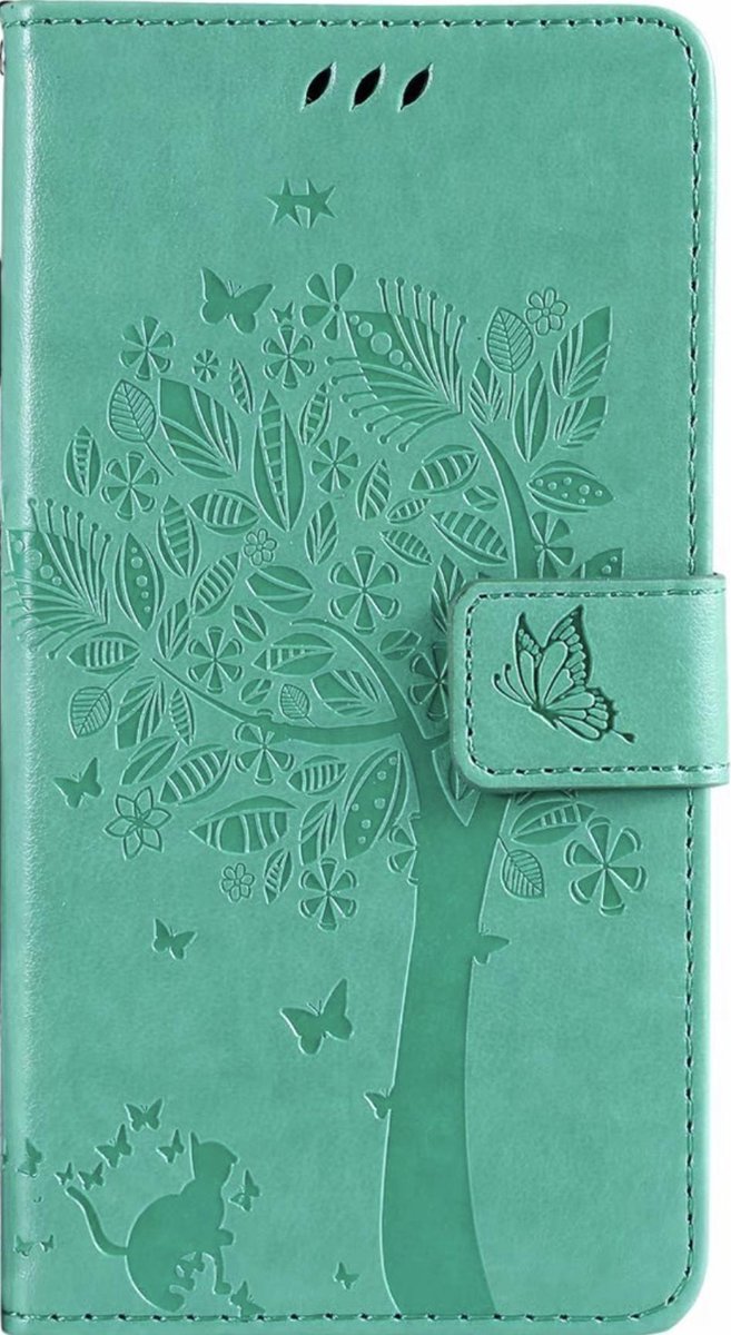 Geschikt voor Samsung Galaxy S21 Plus Bookcase - Groen - Bloemen - Portemonnee Hoesje