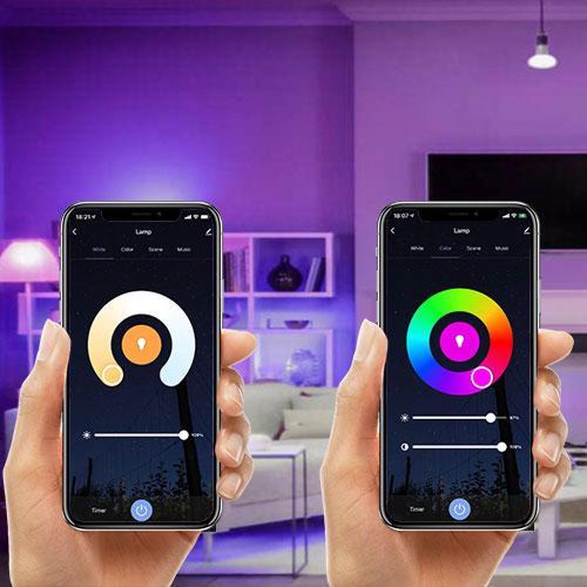 Pack De 2 Ampoules LED Intelligentes WiFi E27 7W - RGB Multicolore, Dimmable, Compatibles Alexa/Google - Marque Boxlood