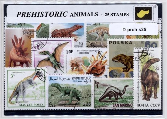 Foto: Dinosaurussen prehistorische dieren luxe postzegel pakket a6 formaat collectie van 25 verschillende postzegels van dinosaurussen cadeau het product is te verzenden als ansichtkaart in een a6 envelop dino s dino prehistorie t rex 