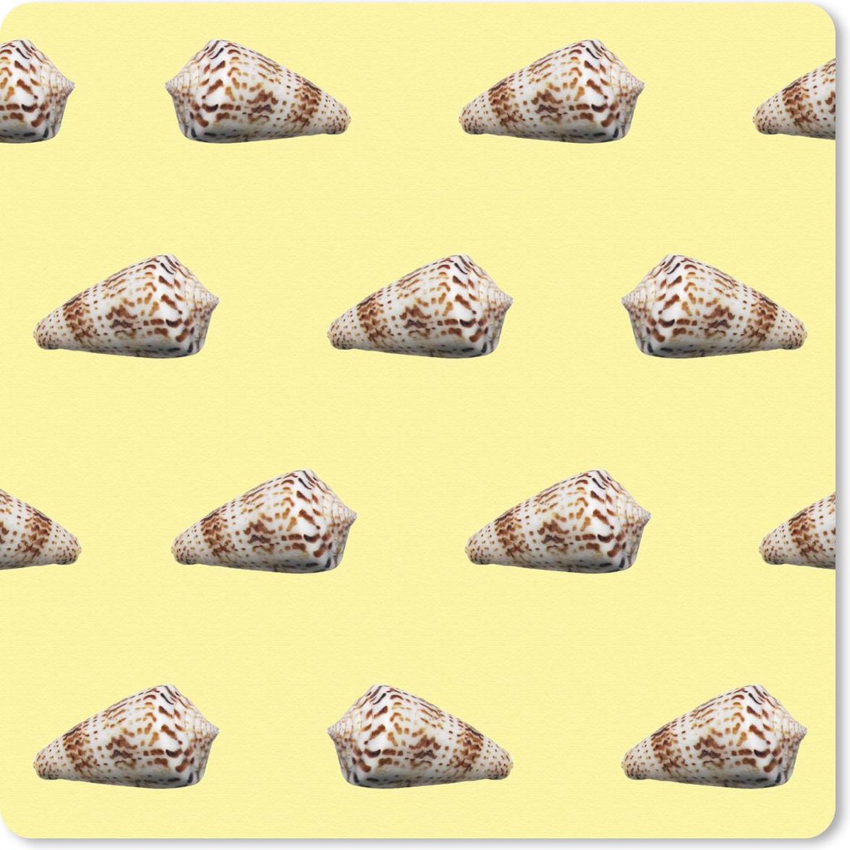 Muismat 20x20 cm - Mousepad Schelpen - Patroon - Geel - Zomer - Muismatten