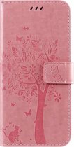 Samsung Galaxy Note 10 Lite Bookcase - Roze - Bloemen - Portemonnee Hoesje