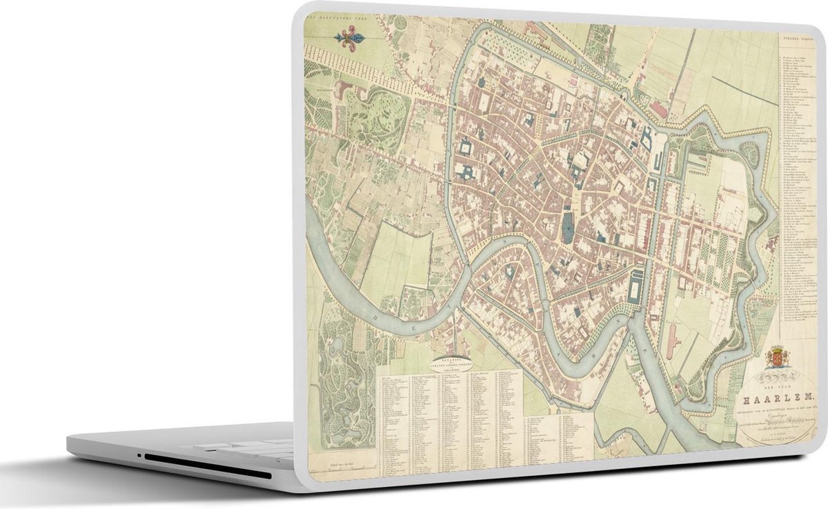 Laptop sticker - 14 inch - Stadskaart - Haarlem - Historisch - 32x5x23x5cm - Laptopstickers - Laptop skin - Cover