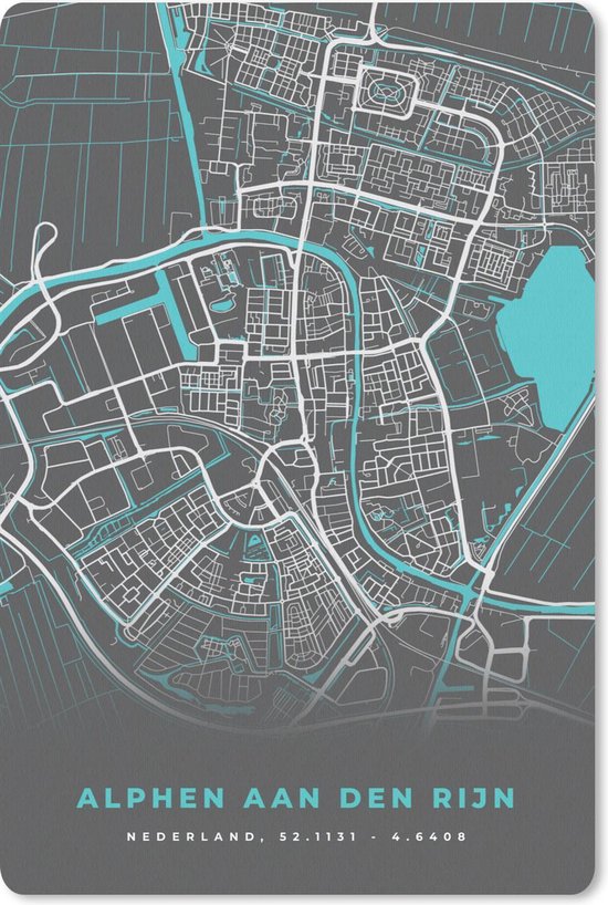 Stadskaart Alphen aan den Rijn Grijs Blauw Plattegrond Stadskaart Alphen aan den Rijn Grijs Blauw Plattegrond