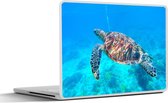 Laptop sticker - 14 inch - Schildpad - Zee - Blauw - 32x5x23x5cm - Laptopstickers - Laptop skin - Cover