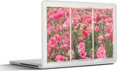 Laptop sticker - 11.6 inch - Doorkijk - Bloemen - Roze - 30x21cm - Laptopstickers - Laptop skin - Cover
