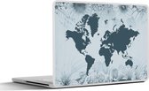 Laptop sticker - 12.3 inch - Wereldkaart - Retro - Bloemen - 30x22cm - Laptopstickers - Laptop skin - Cover