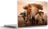 Laptop sticker - 11.6 inch - Dieren - Olifant - Leeuw - 30x21cm - Laptopstickers - Laptop skin - Cover