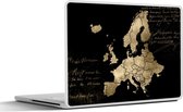 Laptop sticker - 15.6 inch - Kaart Europa - Goud - Tekst - 36x27,5cm - Laptopstickers - Laptop skin - Cover