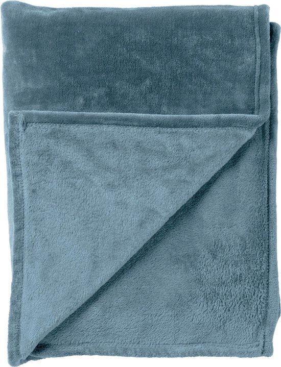 Dutch Decor - CHARLIE - Plaid 200x220 cm - extra grote fleece deken - effen kleur - Provincial Blue - blauw