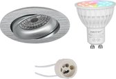 Mi-Light MiBoxer - LED Spot Set GU10 - Smart LED - Wifi LED - Slimme LED - 4W - RGB+CCT - Aanpasbare Kleur - Dimbaar - Pragmi Delton Pro - Inbouw Rond - Mat Zilver - Kantelbaar - Ø82mm - BSE
