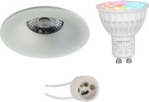 Mi-Light MiBoxer - LED Spot Set GU10 - Smart LED - Wifi LED - Slimme LED - 4W - RGB+CCT - Aanpasbare Kleur - Dimbaar - Primux Nora Pro - Inbouw Rond - Mat Wit - Ø82mm