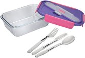 Built Ny Lunchbox Active 900 Ml Glas Paars/roze 2-delig
