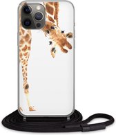 iPhone 12 Pro hoesje met koord - Giraffe kiekeboe | Apple iPhone 12 Pro case |
