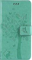 Samsung Galaxy A72 Bookcase - Groen - Bloemen - Portemonnee Hoesje
