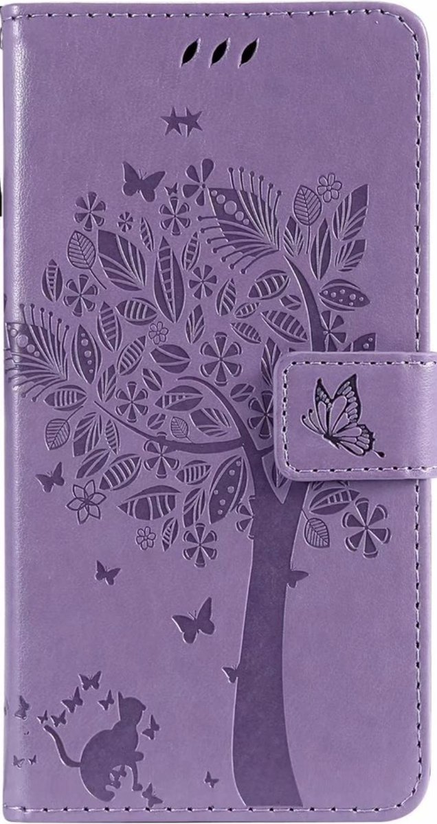 Geschikt voor Samsung Galaxy S21 Ultra Bookcase - Paars - Bloemen - Portemonnee Hoesje