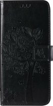 Samsung Galaxy A21s Bookcase - Zwart - Bloemen - Portemonnee Hoesje