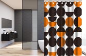 Su.B.dgn Designer Douchegordijn 120x180 polyester badkamer douchegordijn wasbaar met 12 ringen | Zwart en Oranje Cirkle