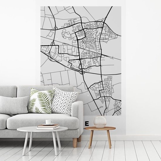Behang - Fotobehang Stadskaart - Ede - Grijs - Wit - Breedte 195 cm x hoogte 300 cm - Plattegrond